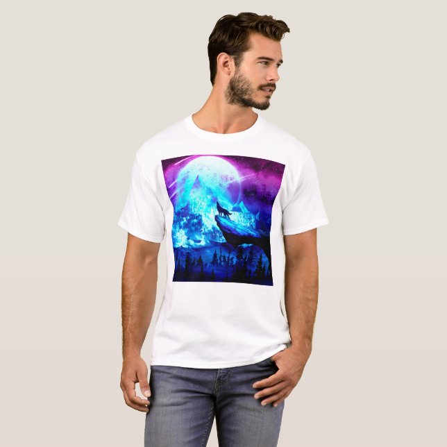 T-shirt Loup coloré hurlant (Devant entier)