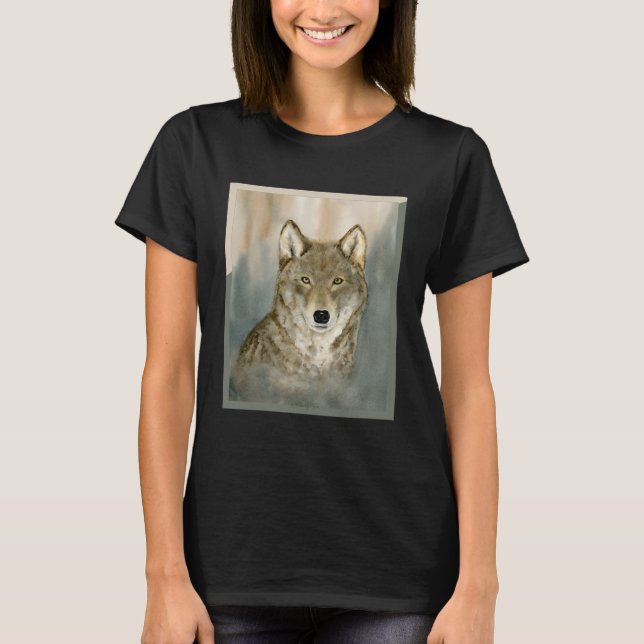 T-shirt Loup dans l'aquarelle de la mer de la mer (Devant)
