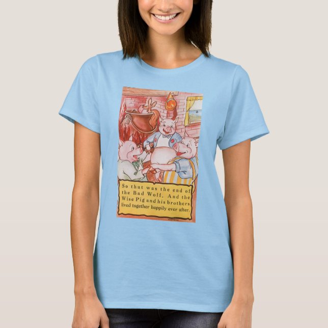 T-shirt Loup de Cuisine de trois petits cochons, conte Vin (Devant)