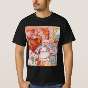 T-shirt Loup de Cuisine de trois petits cochons, conte Vin