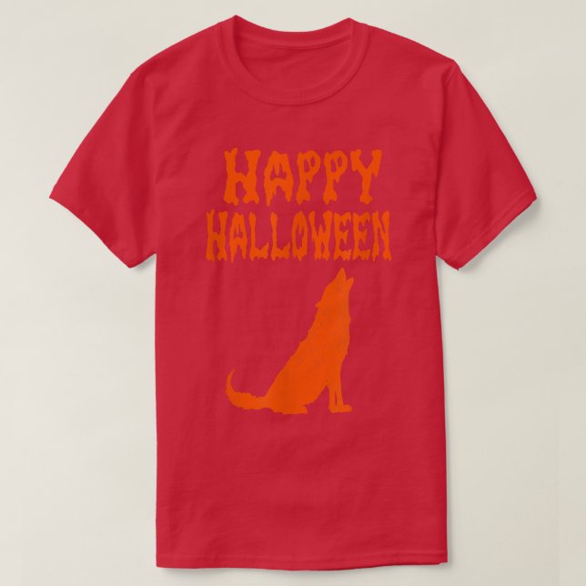 T-shirt Loup de Halloween Cimetière Citrouille Mort Creepe (Design devant)