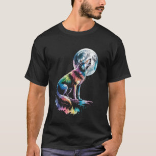 T-shirt Loup de la forêt lunaire vintage cosmique amoureux
