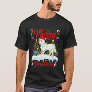 T-shirt Loup de l'Arctique Joyeux sapin de Noël Lumières L