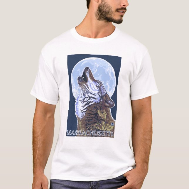T-shirt Loup de MassachusettsHowling (Devant)