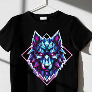 T-shirt loup de néon géométrique