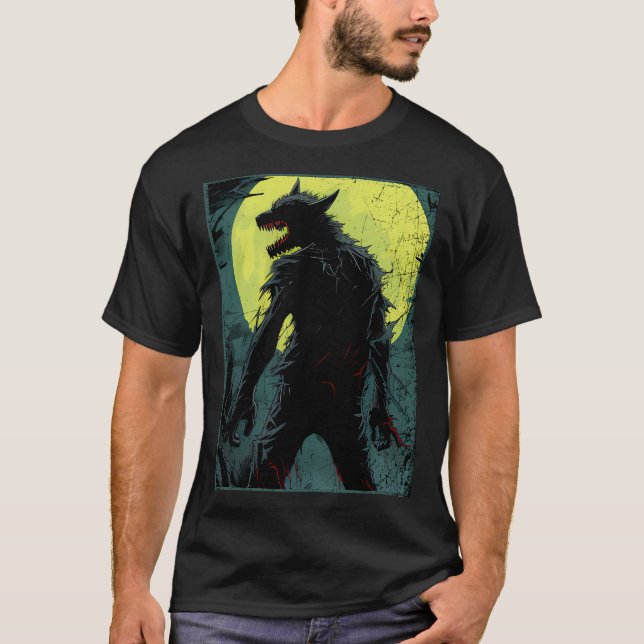 T-shirt loup déchirant vintage (Devant)