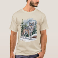 Loup d'hiver rétro aquarelle 90's nature sauvage