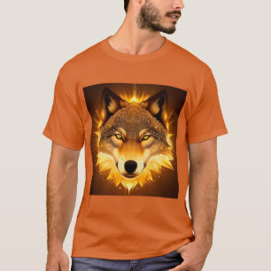T-shirt Loup Doré Énergie Radiante Conception Mythique