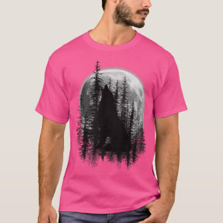 T-shirt loup en forêt