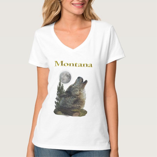 T-shirt loup et lune (Devant)