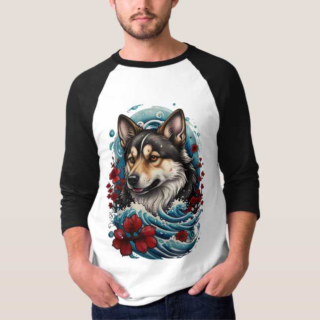 T-shirt Loup et vagues (Devant)