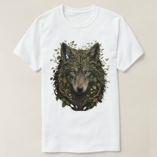 T-shirt Loup fait de branches Feuilles Forêt Nature Arts 3