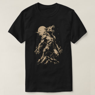 T-shirt Loup-garou hurlant à la Lune - Graphisme Halloween