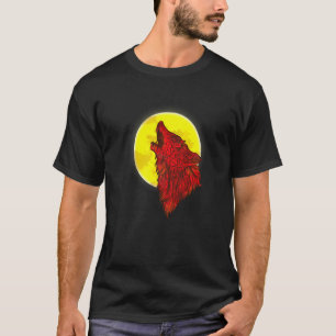 T-shirt Loup-garou sauvage Loup rouge en colère sous la Pl