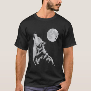 T-shirt Loup graphique hurlement lune forêt nature animal