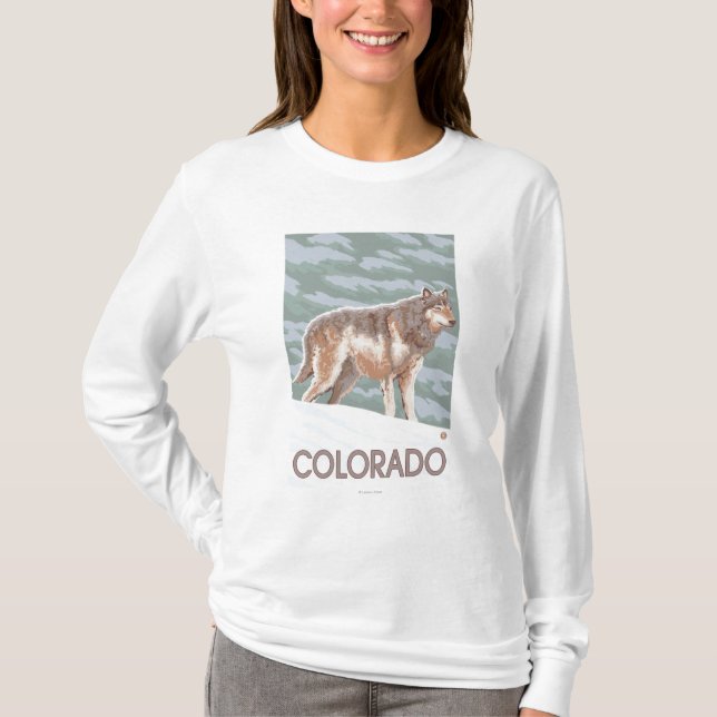 T-shirt Loup gris StandingColorado (Devant)