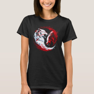 T-shirt Loup guerrier cosmique rouge blanc
