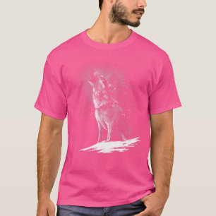 T-shirt Loup hurlant à la lune Beau animal réaliste