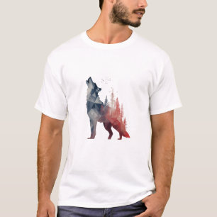 T-shirt Loup hurlant – Art forestier à double exposition
