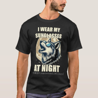 T-shirt Loup hurlant en lunettes de soleil Moon - ELGIS