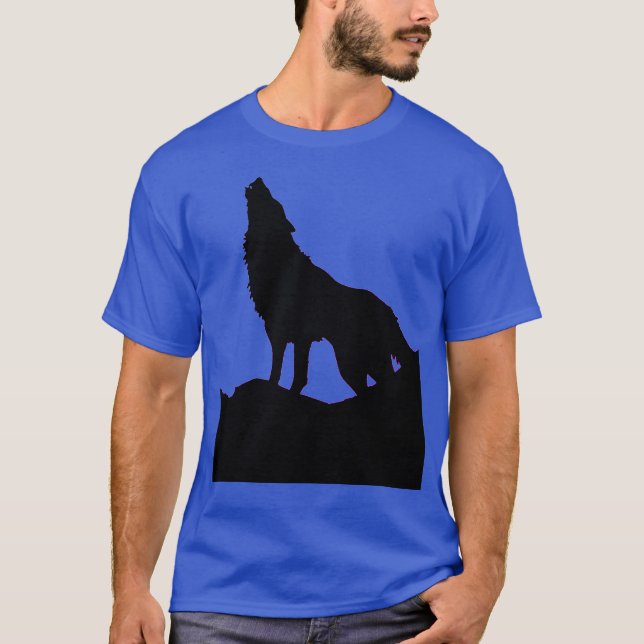T-shirt Loup hurler à Moon Pop Art Deep Royal Blue (Devant)