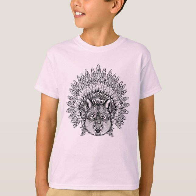 T-shirt Loup inspiré dans le capot fait varier le pas de (Devant)