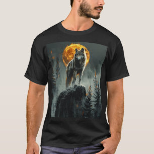 T-shirt Loup majestueux sous le clair de lune - Graphique 