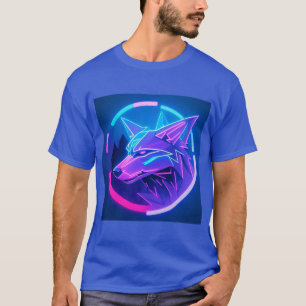 T-shirt Loup néon futuriste en art géométrique