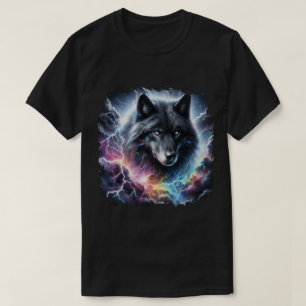 T-shirt Loup noir avec éclair