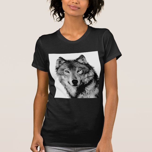 T-shirt Loup noir et blanc (Devant)