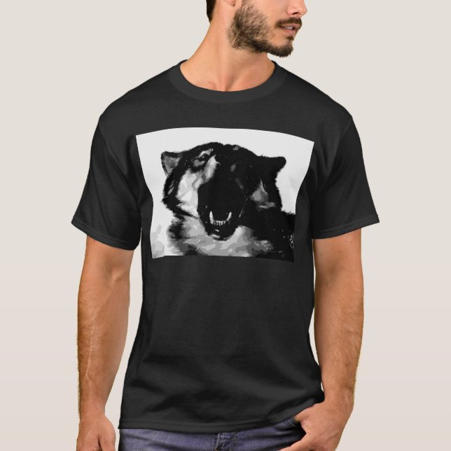 T-shirt Loup noir et blanc (Devant)