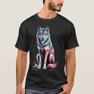T-shirt Loup Poster Style Peinture colorée Art