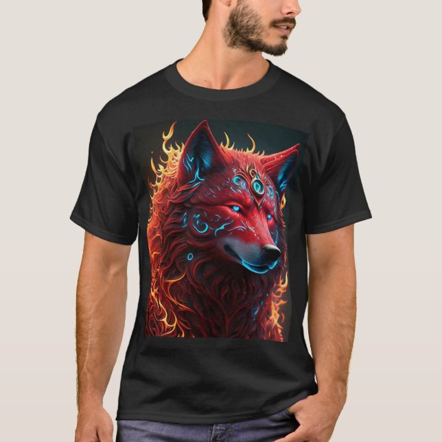 T-shirt Loup rouge celtique (Devant)
