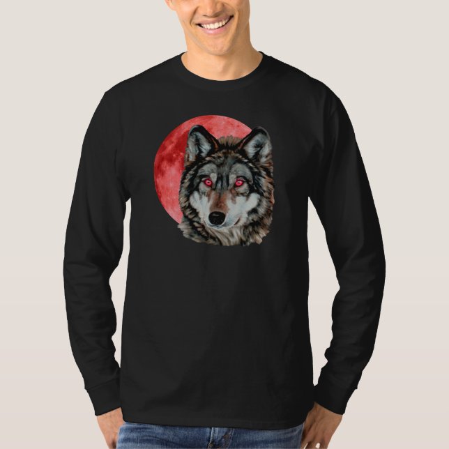 T-shirt Loup rouge de lune (Devant)