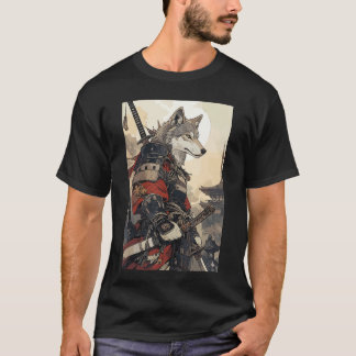 T-shirt Loup samouraï pour femmes hommes drôle japonais vi