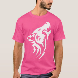 T-shirt Loup sauvage hurlant visage loup blanc