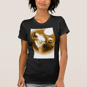 T-shirt Loup seul hurlant à la lune