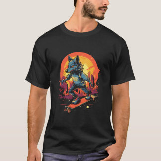 T-shirt Loup Skateboard Skateboardeur Loups Skateboard 