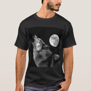 T-shirt Loup solitaire hurle à la lune