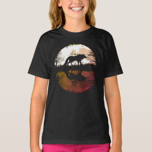 T-shirt Loup solitaire sous la pleine lune