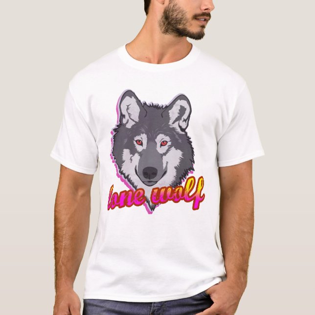 T-shirt Loup solitaire, style des années 80 ! (Devant)