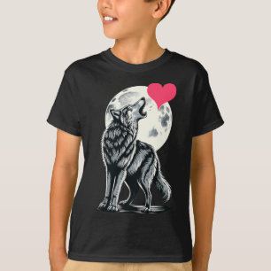 T-shirt Loup tenant un cœur Saint-Valentin Jolies Loups Va