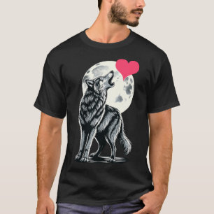 T-shirt Loup tenant un cœur Saint-Valentin Jolies Loups Va