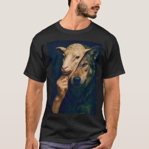 T-shirt Loup tenant un masque de mouton