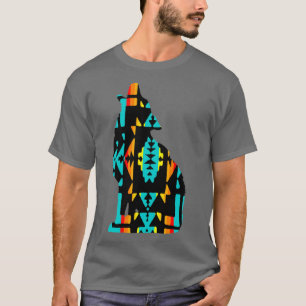 T-shirt Loup Turquoise d'impression native