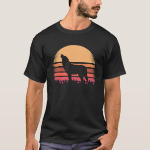 T-shirt Loup Vintage hurling à la lune les années 70 80s R
