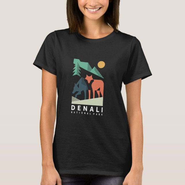 T-shirt Loups Dans La Forêt Parc National Denali Alaska T (Devant)