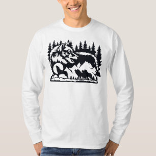T-shirt Loups Dans La Nuit À hurler À La Silhouette Lune