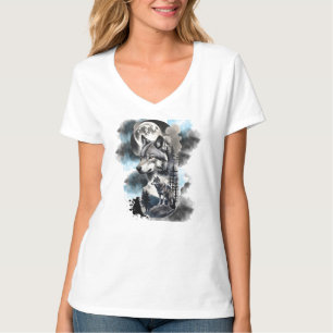 T-shirt Loups de lune noire