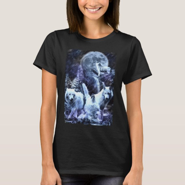 T-shirt Loups hurleurs animaux de forêt d'hiver Wolf (Devant)